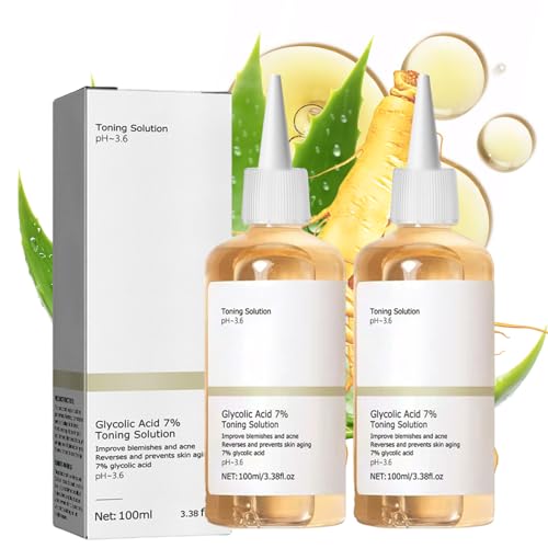 2 Stück Glycolic Acid Toner, Glycolic Acid 7%, Glykolsäure Peeling 7%-Ige -Lösung für Porenbehandlung, Hautunreinheiten und Akne, Toner Suitable for Combination and Oily Skin,Verjüngt Ihre Haut (2)