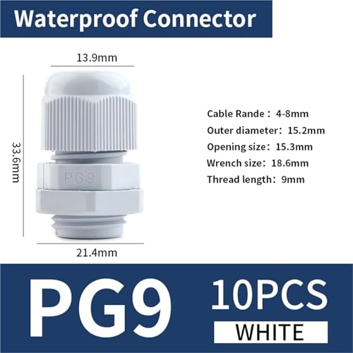 Conector de plástico impermeable PG9 para proteger el cableado de exterior 3