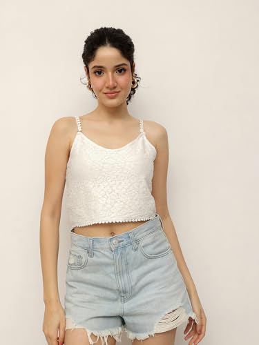 Image of ESPRESSO Viscose Elastane Ultra-Soft Design Camisole for Womens /Girls Pack of 2 (Black /Half White)