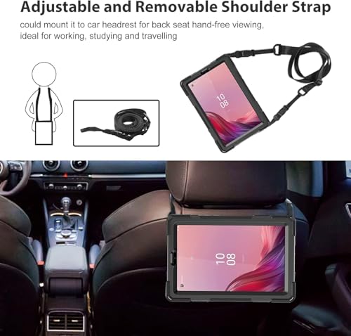 Coque Lenovo Tab M9 robuste anti-chute DreamerX noire avec support pivotant - 3