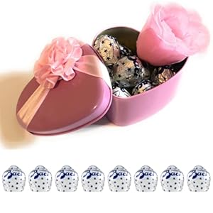 Baci Perugina Geschenk Pasen – doos hart van tin + 100 g klassieke Perugina (8 chocolade) + kunstroze knoppen…