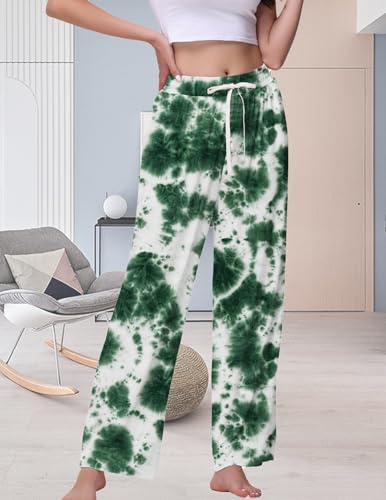 Image of Veseacky Women's Wide Leg Lounge Pants Yoga Pajamas Comfy Stretch Drawstring Pajamas Puls Size Dance Bottoms S-4XL