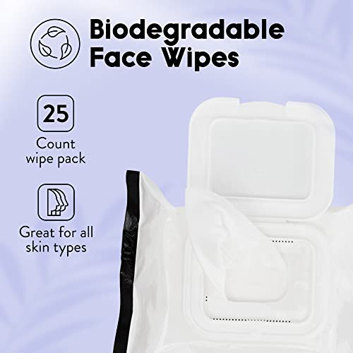 Cleen Beauty Coconut Water Hibiscus Face Wipes L Hydrating Facial Cleansing Makeup Remover L Biodegradable Face Wash Cloth L 25 Count #TOP3