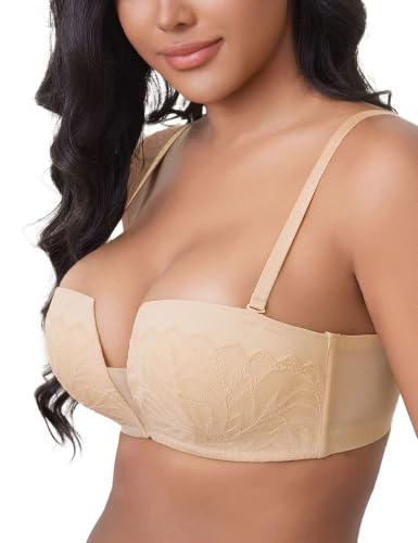 Image of Wireless Push Up Balconette Bras for Women Add 1 Cup Seamless Bra