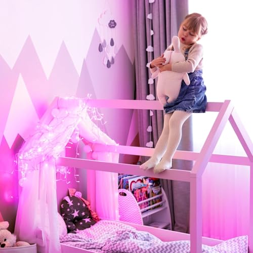 Image of TEKCOOL 35 Feet Long LED Power Pixel Serial String Light, 360 Degree Light in Bulb | Copper Led Pixel String Light for Home Decoration,Diwali,Christmas(Pink) Pack of 1.