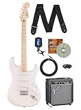 Fender Squier Sonic Stratocaster HT - Arctic White Bundle with Amplifier, Instrument Cable, Tuner, Strap, Picks, and Austin Bazaar Instructional DVD