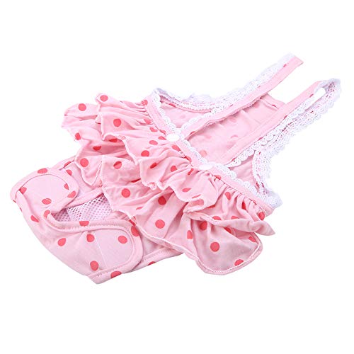 Image of Dog Diaper Sanitary Pants, Reusable Puppy Adjustable Suspenders Briefs Doggie Menstrual Physiological Pants Washable Underwear Jumpsuits for Small Female Pets in Period Heat Incontinence(S-Pink)