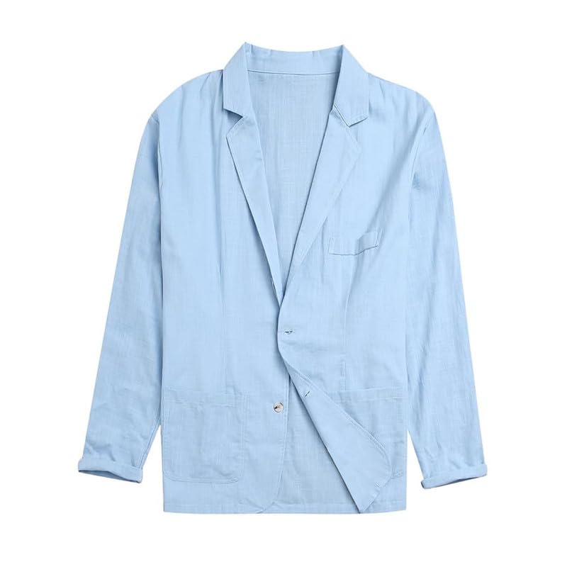 Générique Veste en Lin pour Hommes Blazer Veste de Costume de Loisirs Deux Boutons Manteaux de Sport Légers Coupe Slim Blazer de Loisirs Veste de Costume pour Hommes Loisirs Sportifs Manteaux