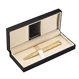 Penneed Ballpoint Pen Gift Set with Nice Box for Men Women Office Executive Business Metal Retractable Refillable Black Ink 1.0mm B5 (Luxury Gold)