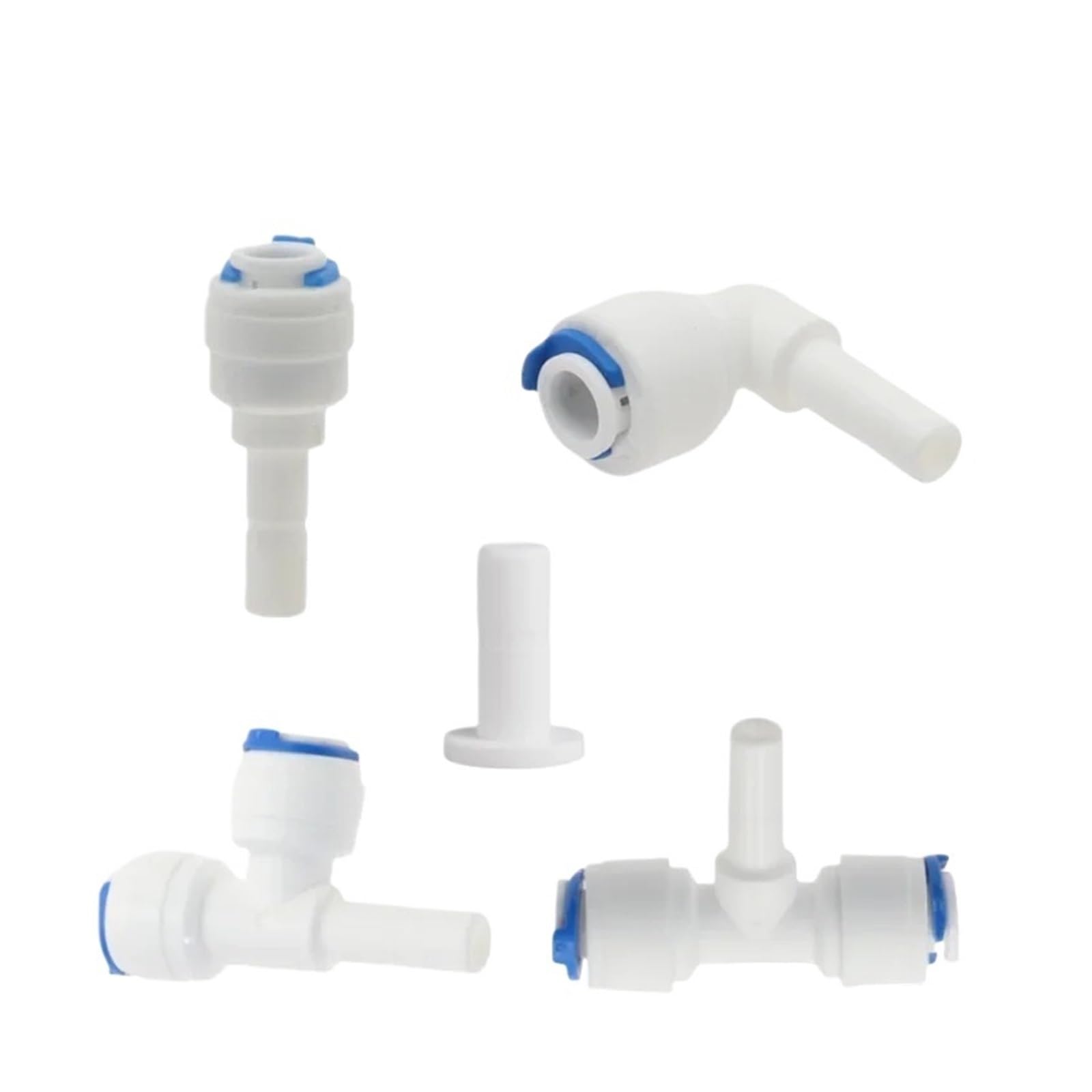 YAKUFAST Reverse Osmosis 1/4 3/8 Hose Connection Quick Coupling Stem L Straight Tee RO Water Aquarium Plastic Joint Pipe Fitting(1I4 Plug)