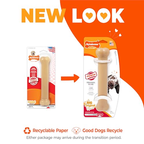 Image of Nylabone Power Chew Original Bone Dog Chew Toy, Original Flavor, Large | Durable chew toys, long lasting, flavor throughout, discourages destructive chewing, keeps dogs busy, for dogs up to 50 lbs