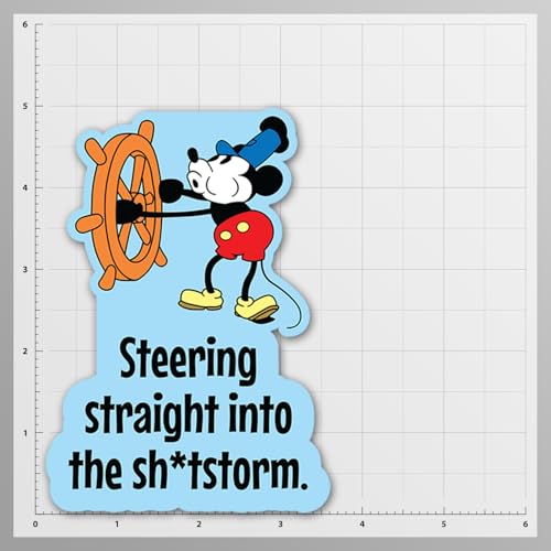 Image of Steamboat Willie Mickey Mouse Sticker Decal | Funny Sarcastic Adult Humor | 10 Variations with Hilarious Sayings | 5 inch Sticker for Laptops, Cars, Water Bottles | Regrets & Sarcasm (SSITSS-9)