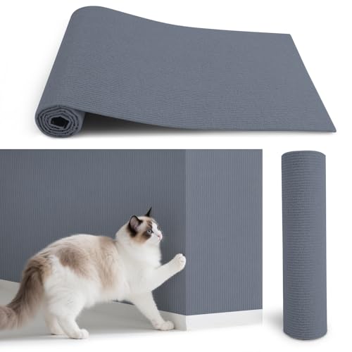 BOOMAGU【獣医開発】猫 爪研ぎ 爪研ぎシート DIY自由な組み立て可能 超強粘着 剥がせる 厚手 家具傷防止 耐摩耗 引っ掻き防止 猫の爪研ぎマット キャットタワー補修用 壁/床/ソファ対応 猫 つめとぎ 防止 シート (ライトグレー, 40*100CM)