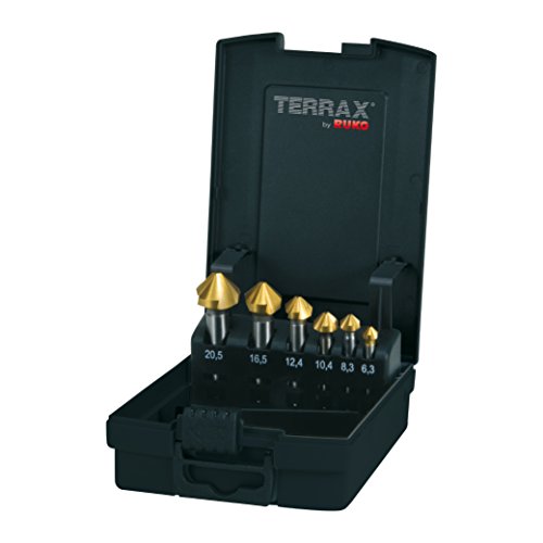 Terrax Set Svasatore Conico Forma C 90° HSS Tin In Cassetta Di Plastica, 6 pezzi, multicoloured, Size