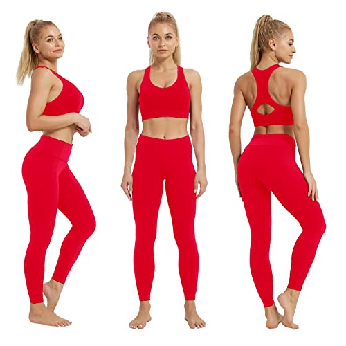 Sp3Lops Yoga Pants With Pockets For Women High Waisted Tummy Control Women's Buttery Soft Yoga Workout Leggings Running Pants Red #TOP5