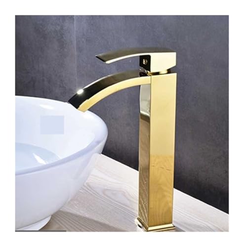 Mitigeur lavabo cascade carrée en laiton or avec commande à levier unique - 2