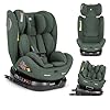 KikkaBoo Seggiolino Auto 0–36 kg ISOFIX i-Size i-MOOVE 2, 40–150 cm, Rotazione 360°, Reclinabile, Poggiatesta Regolabile, Contro e Fronte Marcia, Verde Militare