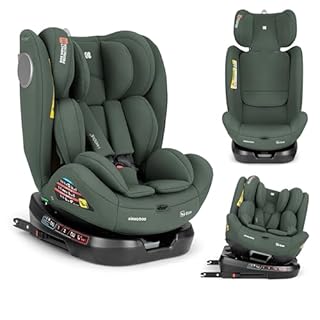 KikkaBoo Seggiolino Auto 0–36 kg ISOFIX i-Size i-MOOVE 2, 40–150 cm, Rotazione 360°, Reclinabile, Poggiatesta Regolabile, Contro e Fronte Marcia, Verde Militare