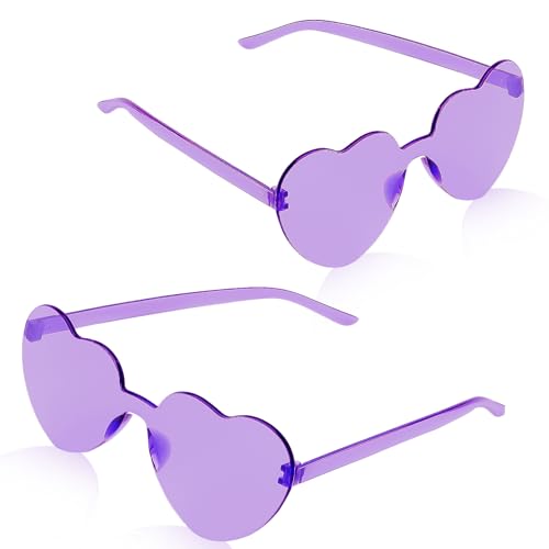 AMCAMI 2 Packs Heart Shaped Sunglasses for Women Colored Heart Shaped Glasses Bachelorette Party Favors