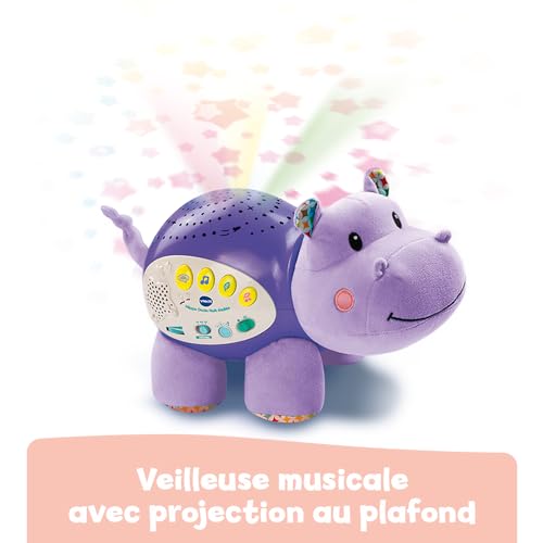 VTech - Hippo Dodo Nuit Étoilée, Veilleuse Bébé Musicale, Projection Lumineuse au Plafond, Musique Douce, Berceuses, Histoires et Sons de la Nature, Cadeau de Naissance - Contenu en Français – Image 3