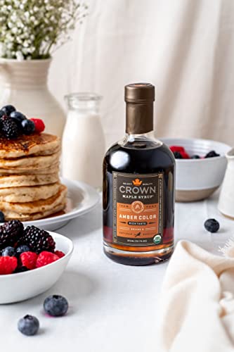 Crown Maple Amber Color, Rich Taste Organic Maple Syrup, 12.7 Fl Oz, Flavor Marinades, Cocktails, Pancakes, Squash & Bacon #TOP2