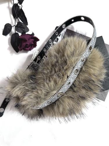 Belt Women Western Belt for Women Faux Fur Belts Y2k Chain Belts for Womens Fashion Goth Fur Accessories Cute2