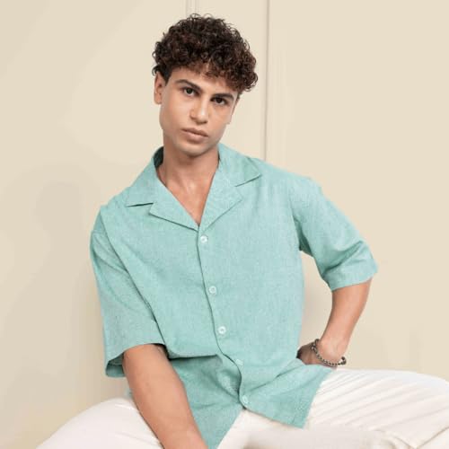 Image of Aatman Men's Half Sleeve | Casual | Box Fit | Cuban Collar Shirt