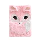 Ralcosuss Cute Animal Fox Plush Diary Notebook, Hardcover Writing Journal Planner Pad Gift for Kids Girls Women Students(A5 Lined, 80Sheets/160Pages)