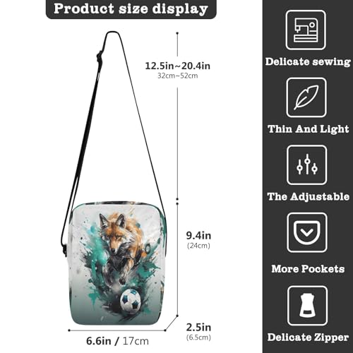 mens messenger bag crossbody mens crossbody bag small Casual Everyday Purse Adjustable Strap for School School- Football Fox Teal3