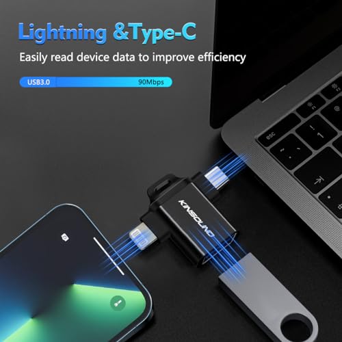 Image of Kinsound 2 in 1 USB OTG for iPhone /iPad, Lightning OTG Pendrive Adapter, USB Type-C OTG Compatible with iOS 13, Android Devices for iPhone, iPad, Pendrive & Type C Phones