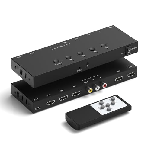 4-in to 2-out HDMI/AV Switch (AV + 3 HDMI 2.0) for Consoles