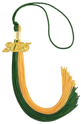 Image of 2025 Tassel Graduation,Green and Gold Tassel for Graduation Cap 2025
