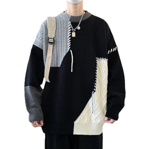 Men's Streetwear Ripped Sweater Korean Winter Hip Hop Sweaters Men Soft Warm Pullover