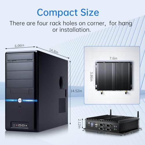 Image of msecore Industrial PC, Fanless Mini Computer with Core i3-8130U, 8G RAM 128G SSD, Dual 2.5G LAN, 6*COM RS232, Support 4G Module /SIM, Wi-Fi 6, 1*HDMI 1*VGA, Windows 11 Pro