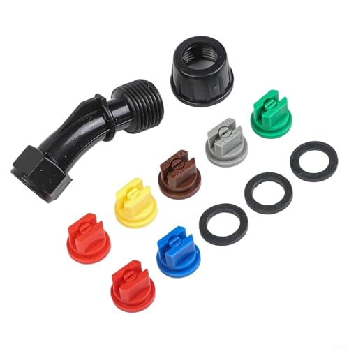 HEIBTENY Ensemble de buses de ventilateur à 110°, ouverture de 1,6 mm pour pulvérisateur à dos de jardin, désherbage, compatible avec trois types de jets en plastique à fond plat