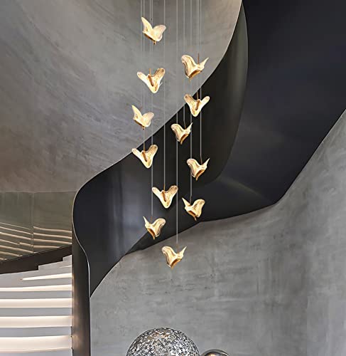 Dolria Led Bubble Crystal Chandeliers For Entryway Living Room High Ceiling Chandelier Butterfly Ceiling Pendant Lights Lighting Fixture Modern Dining Room Hallway Staircase Lights Led Dimmable Light #TOP7