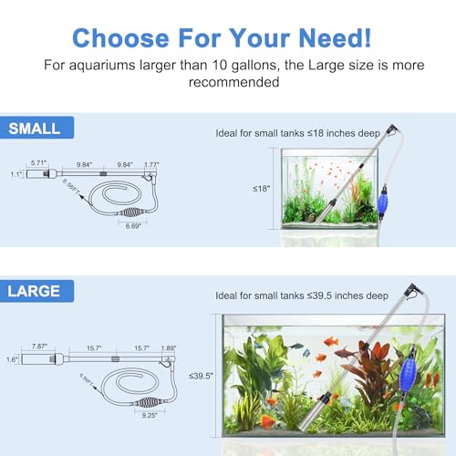 Image of fishkeeper Quick Aquarium Siphon Pump Gravel Cleaner - 256GPH / 80GPH Adjustable Powerful Fish Tank Vacuum Gravel Cleaning Kit for Aquarium Water Changer, Sand Cleaner, Dirt Removal
