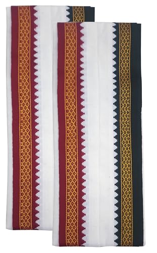 Image of Handloom Cotton + Polyester Mix God Towel | Gamcha /Angocha Towel | Fast Absorbing Bath Towels |Pack of 2 | Size 76 x 168 cm | White