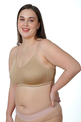 Image of MAROON Cotton Satin Blend Seamless Non Padded Non-Wired Full Coverage Women Minimizer Bra