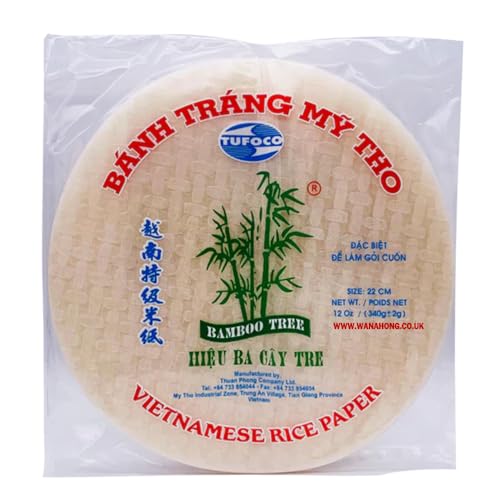 WaNaHong Vietnamese Rice Paper | Great for Spring Roll Summer Roll | Gluten Free Vegan and Low Calorie (22cm)