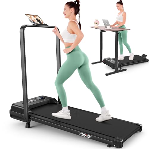 FUNMILY Walking Pad Treadmill with Incline, Foldable Treadmills for Home Office, Portable Walking Pad 300lbs Capacity, Remote Control, 2s Folding Treadmill(Dark Black)