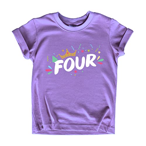 4th Birthday Girl Outfit Crown 4 Year Old Birthday Shirt Toddler Fourth yr Four