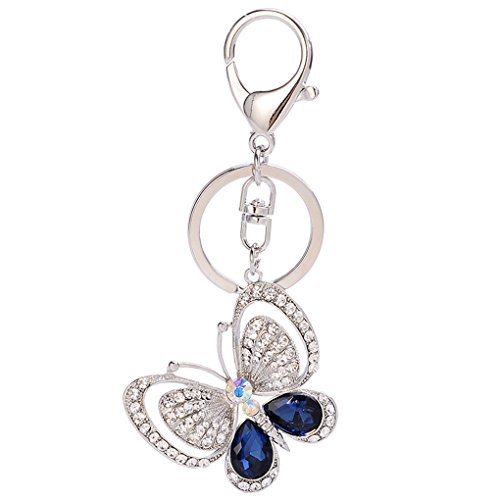 Llavero de mariposa, para mujer y niña, con diseño de mariposa, Blue+white Butterfly, talla única