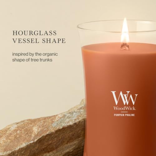 Image of WoodWick Pumpkin Praline Holiday Candle Gifts for Women and Men, 21.5 oz Large Hourglass Candle with Crackling Wick