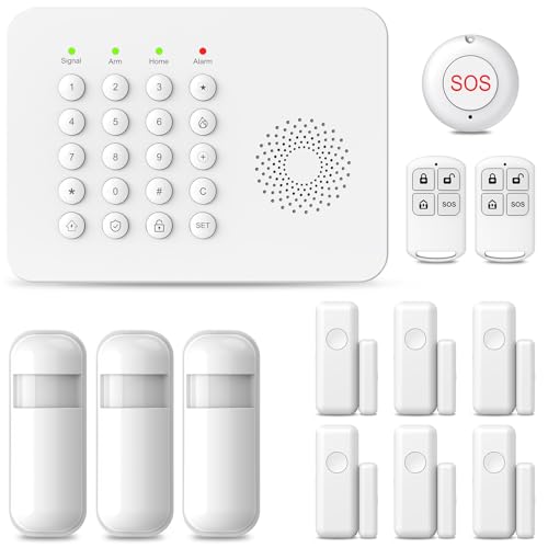 13 PCS Alarm System for Home Security,Wireless Home Security Systems with DIY Expandable Door Sensor,Motion Detector,4G GSM/Tuya App Alerts,Work with Alexa for Villa,Apartment