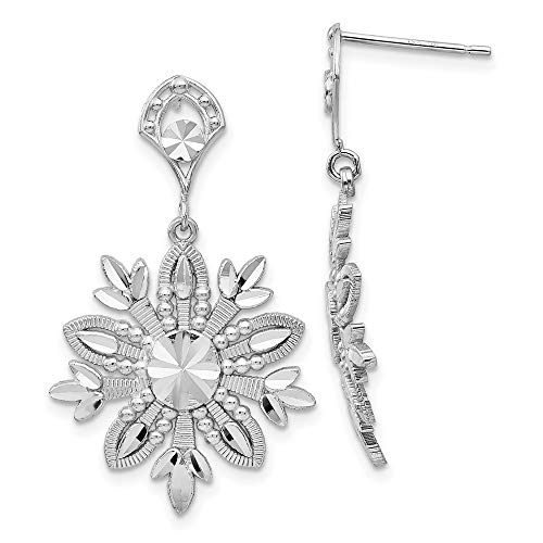 14k White Gold Snowflake Drop Dangle Chandelier Post Stud Earrings Outdoor Nature Holiday Fine Jewelry For Women Gifts For Her
