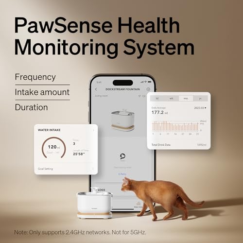 Image of PETLIBRO Cat Water Fountain, App Monitoring Pet Fountains for Cats Indoor with Stainless Steel Tray, 2.5L /84oz Dockstream Automatic Water Dispenser for Drinking, 2.4G Wi-Fi Smart Bowl Inside