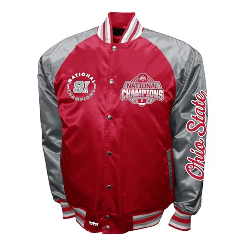 Franchise Club Mens Ohio State Buckeyes 2024 National Champions Satin Jacket (X-Large)