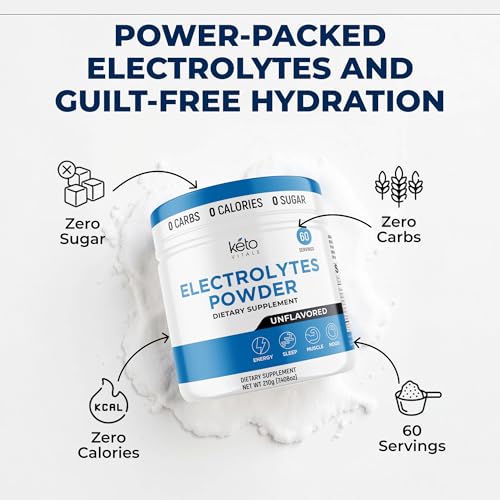 Image of Keto Vitals RAW Unflavored Electrolyte Powder - Sugar Free Electrolytes for Fasting, Keto & Hydration - No Sugar, No Flavor - Flavorless Electrolytes Powder Tub - 60 Servings