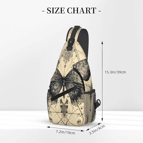 Image of SUPLUCHOM Sling Bag Butterfly Goth Vintage Tarot Hiking Daypack Crossbody Shoulder Backpack Travel Chest Pack for Men Women